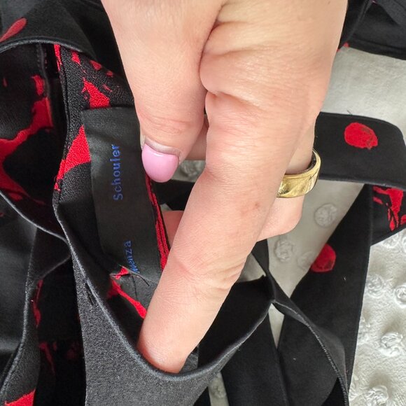 Proenza Schouler Long-sleeved Crop Top Sz 0 Back Bow Belt Black Red Polka Dot - Picture 4 of 10